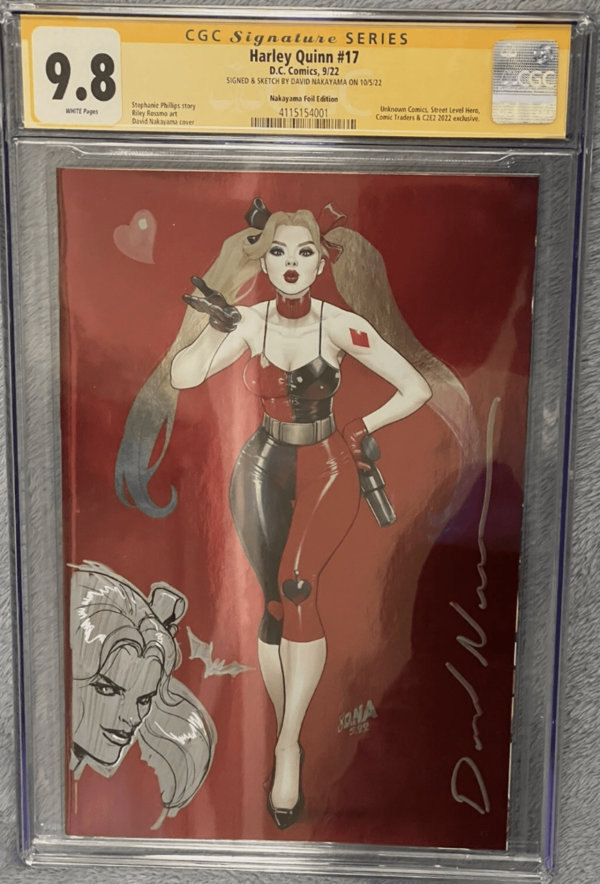 Image for Share HARLEY QUINN 17 CGC SS 9.8 DAVID NAKAYAMA DNA SIGNED SKETCH FOIL VIRGIN VARIANT