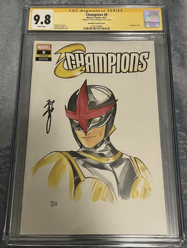 Image for CHAMPIONS #8 PEACH MOMOKO SIGNED CGC 9.8 SS MARVEL ANIME VARIANT COVER NOVA