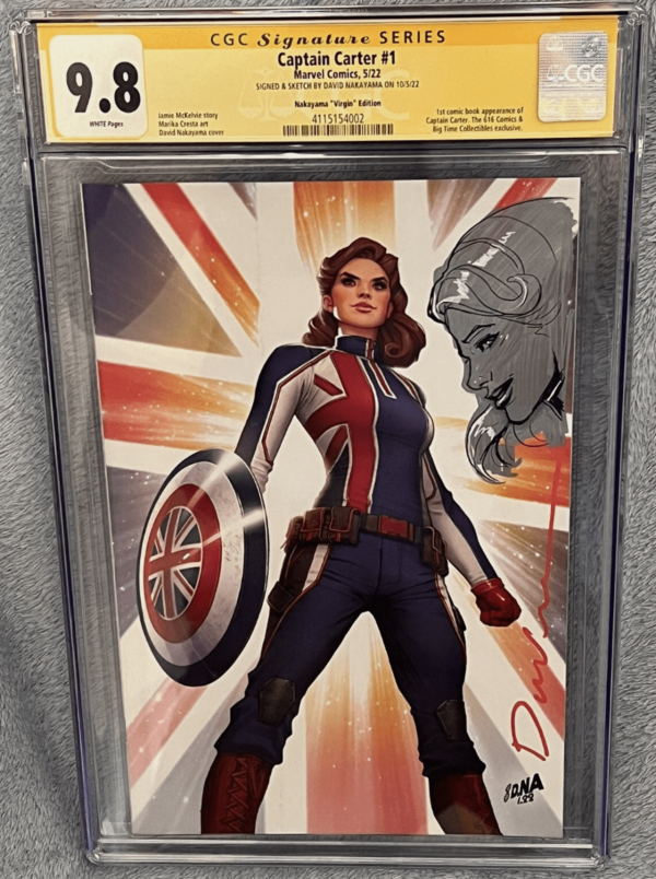 Image for CAPTAIN CARTER #1 DAVID NAKAYAMA DNA SIGNED + SKETCH VIRGIN VARIANT CGC SS 9.8
