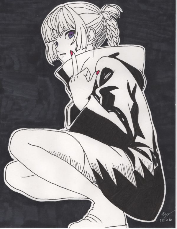 Image for Anime-Style Original Ink Artwork