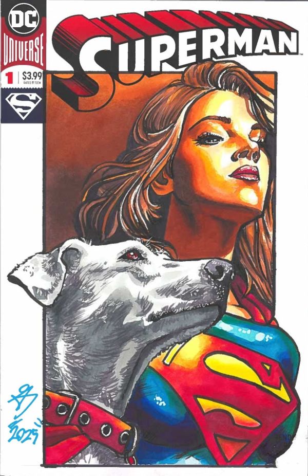 Image for Krypto and Supergirl sketch cover by Robert Gift