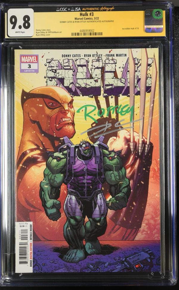 Image for Hulk #3 CGC 9.8 Signed by Donny Cates & Ryan Ottley