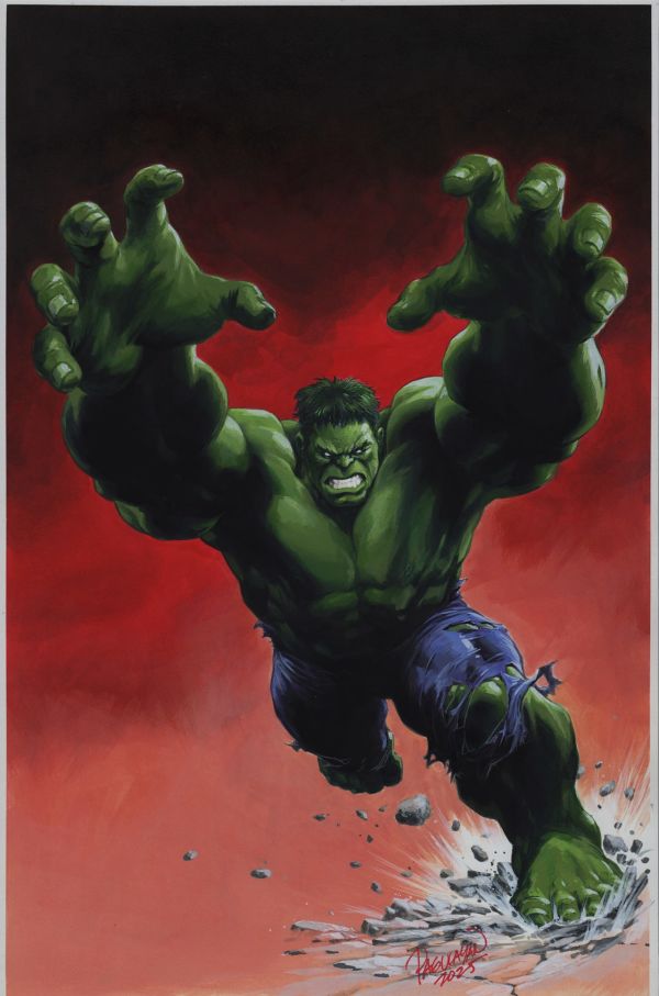 Image for Hulk Homage full color comission, 11 x 17 acrylics, 2025