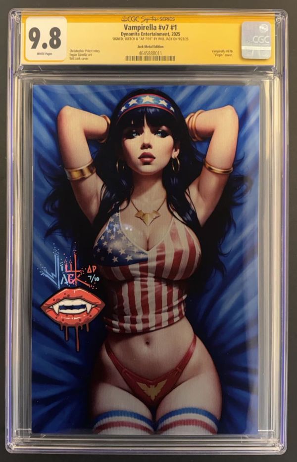 Image for VAMPIRELLA #V7 #1 CGC 9.8 SS SIGNED REMARK SKETCH WILL JACK VIRGIN METAL AP /10