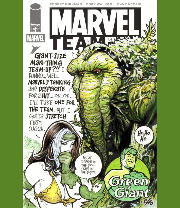 Image for Marvel Team-Up #14 Sketch Cover featuring Savage Land Rogue and Giant Size Man-Thing By Frank Cho