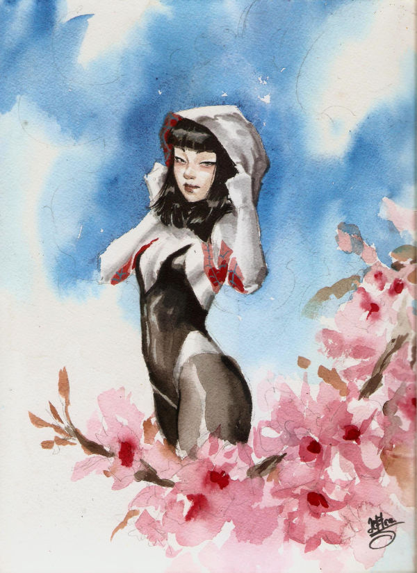 Image for spider gewn watercolor original art by jefter