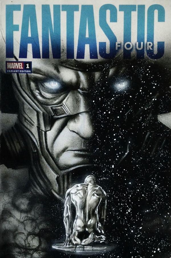 Image for Galactus And silver Surfer charcoal pencils And AirBrush sketch cover by Manu Silva