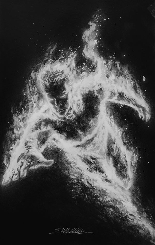 Image for Fantastic four - human torch charcoal pencils And AirBrush by Manu Silva 