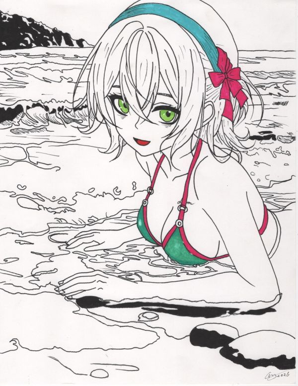 Image for Swimsuit Girl Ink Illustration