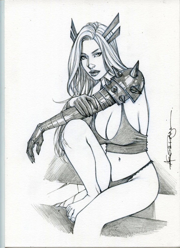 Image for 8,5x11" MAGIK X-MEN SK#3814 ORIGINAL PINUP GIRL by ALEX MIRANDA