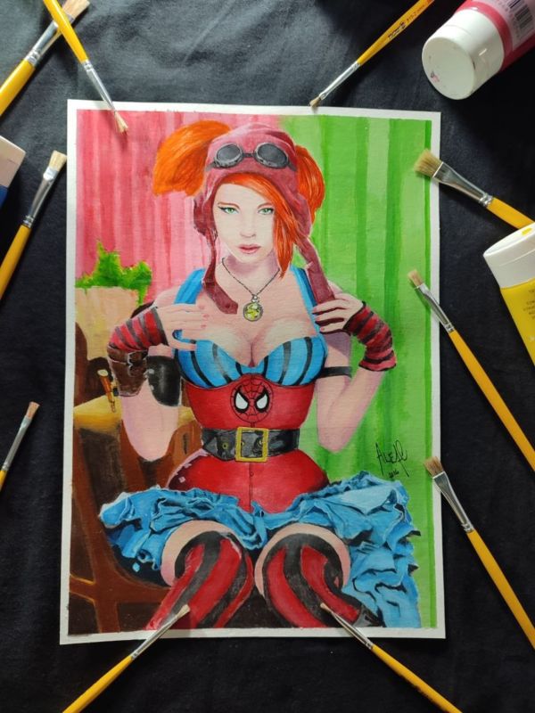 Image for Mary jane  (Steampunk) 9x12 -Acrylic Paint .
