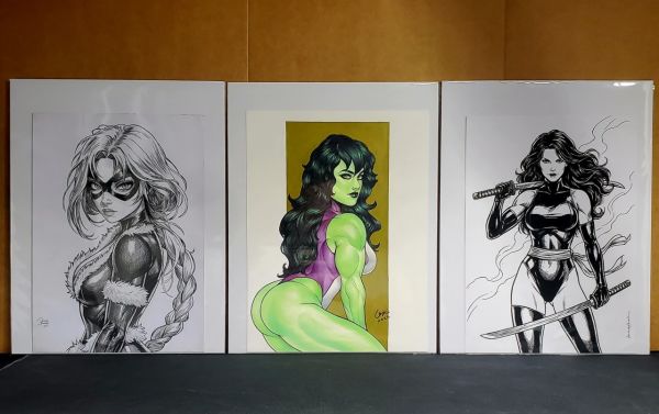 Image for Black Cat by Denise, She-Hulk by Eric, Psylocke by Amanda