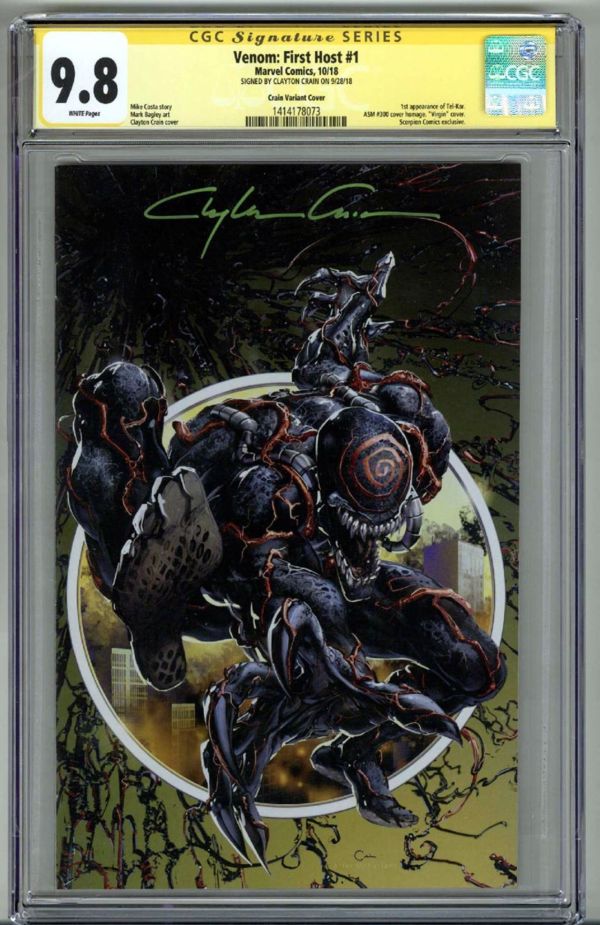 Image for VENOM: FIRST HOST #1 CGC 9.8 SS SIGNED CLAYTON CRAIN VIRGIN VARIANT LOW POP RARE