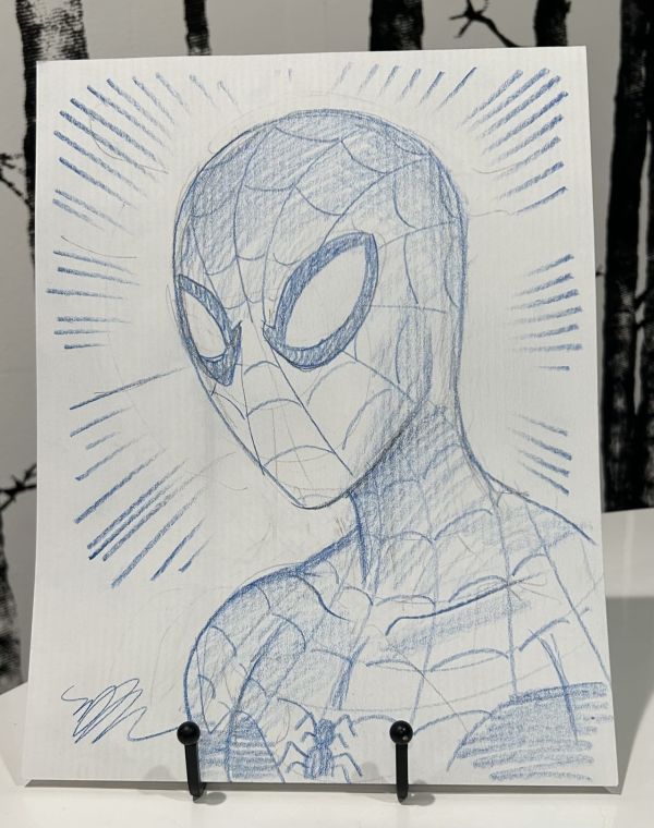 Image for Spider-Man Blue Pencil Sketch Signed by Michael Dooney