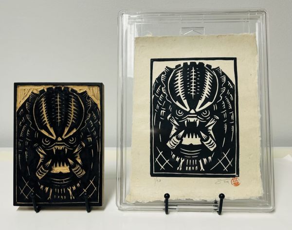 Image for Predator Original Linoleum Block and Print by Attack Peter