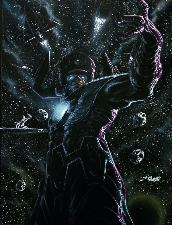 Image for Galactus And silver Surfer Black paper 11x17  by Manu Silva 
