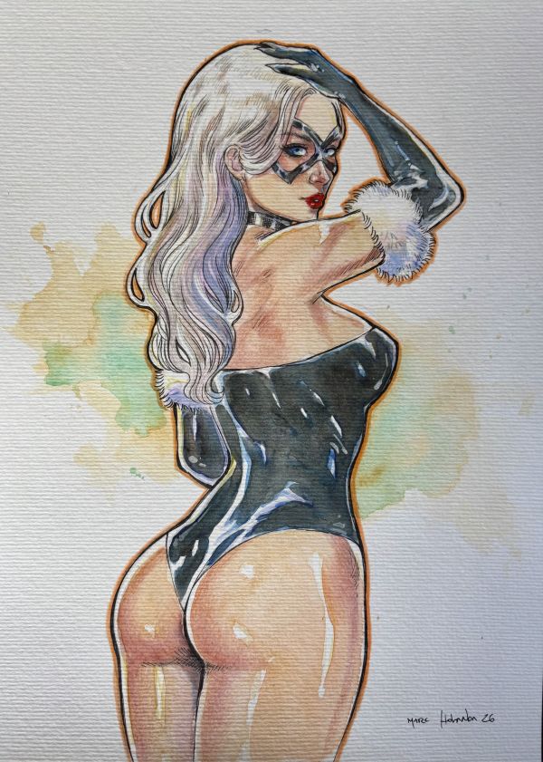 Image for Black Cat Pin Up 9x12