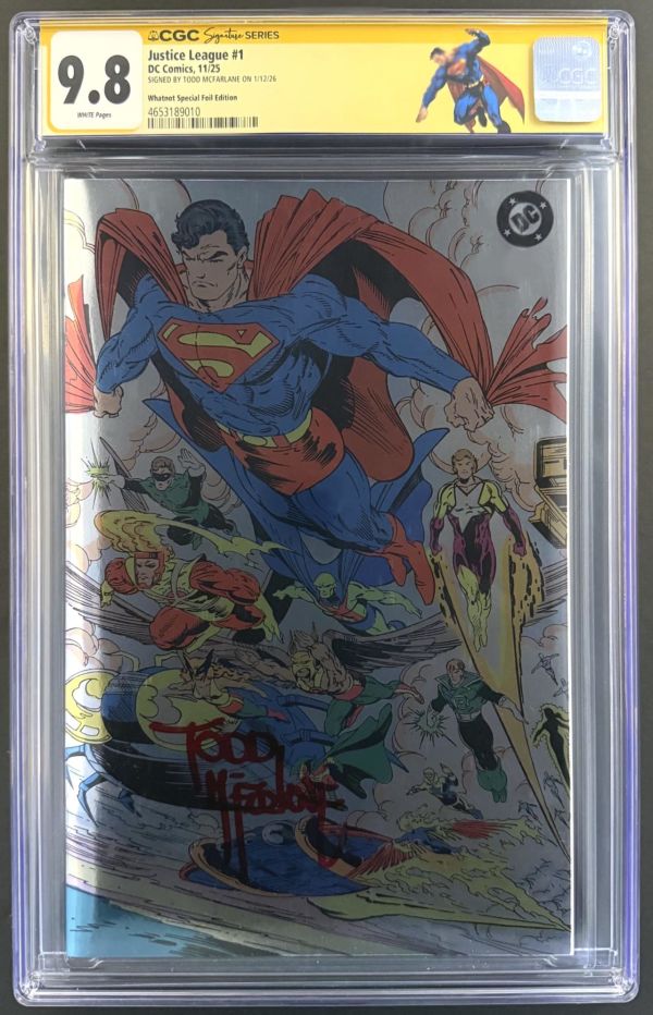 Image for JUSTICE LEAGUE #1 CGC 9.8 SS SIGNED TODD McFARLANE NYCC WHATNOT FOIL EDITION