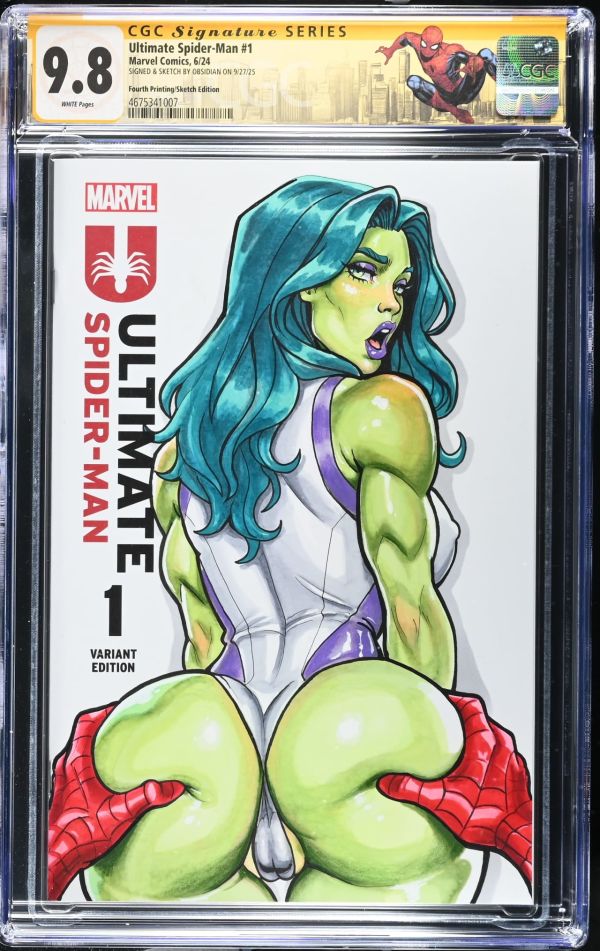 Image for Ultimate Spider-Man #1 CGC 9.8 Signed & Sketched by Obsidian