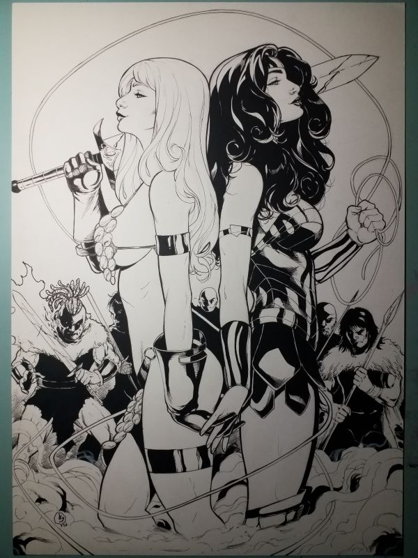 Image for Red Sonja and Wonder Woman Original Art Cover A3 