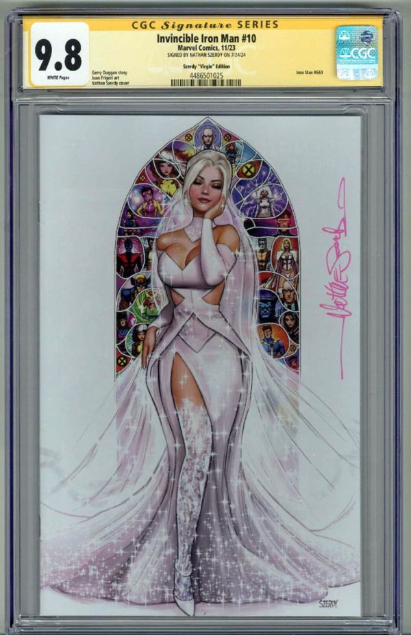 Image for INVINCIBLE IRON MAN #10 CGC 9.8 SS SIGNED NATHAN SZERDY VIRGIN COVER EMMA FROST