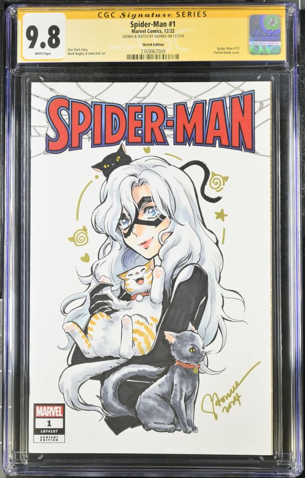 Image for Spider-Man #1 CGC 9.8 Balck Cat Sketch Cover Signed & Sketched by Saowee