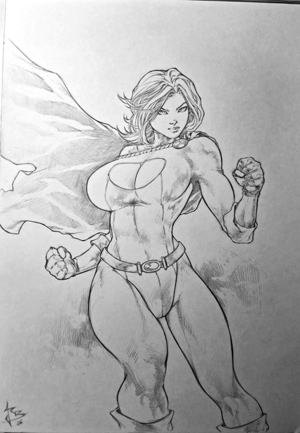 Image for Power Girl 9x12 Pencil Sketch
