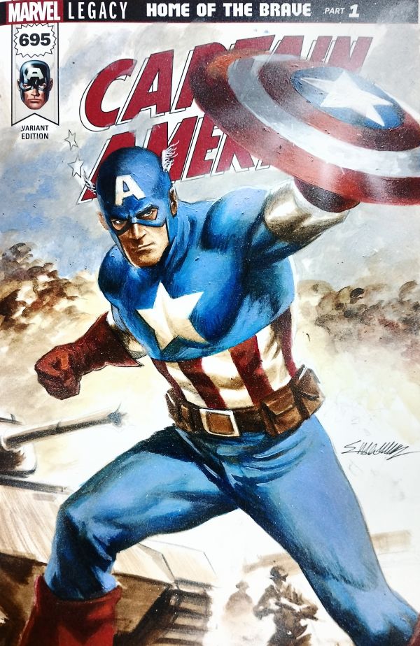 Image for Captain america acrylics on sketch cover by Manu Silva 