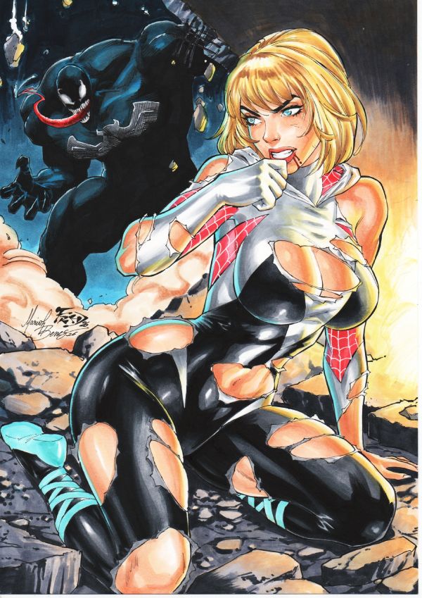 Image for Spider-Gwen vs Venom 9x12 pin-up 