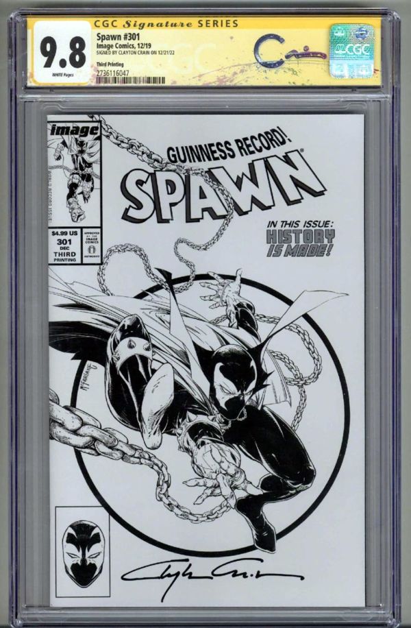Image for SPAWN #301 CGC 9.8 SS SIGNED CLAYTON CRAIN SKETCH VARIANT COVER LOW POP RARE