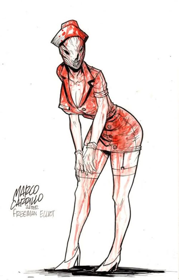 Image for Silent Hill Nurse 6.3x9.8 inch Illustration by Marco Carrillo