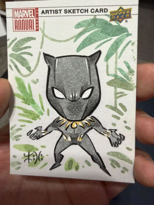 Image for 2020-21 Upper Deck Marvel Annual Black Panther Sketch Card by Peach Momoko