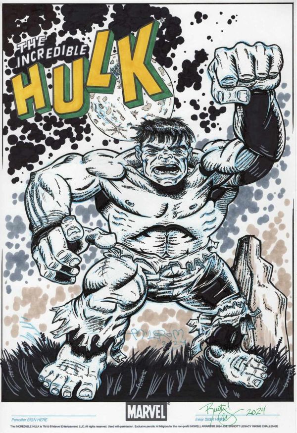 Image for Sinnott Legacy Inking Challenge Hulk signed Al Milgrom/Rusty Gilligan