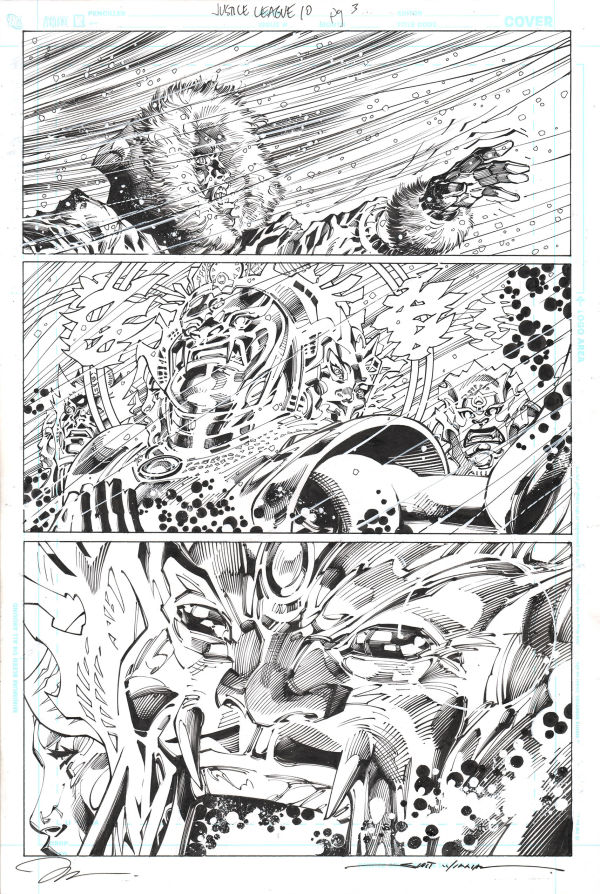 Image for Justice League #10 Page 3 ~ Jim Lee pencils, Scott Williams Inks ~ Original Art