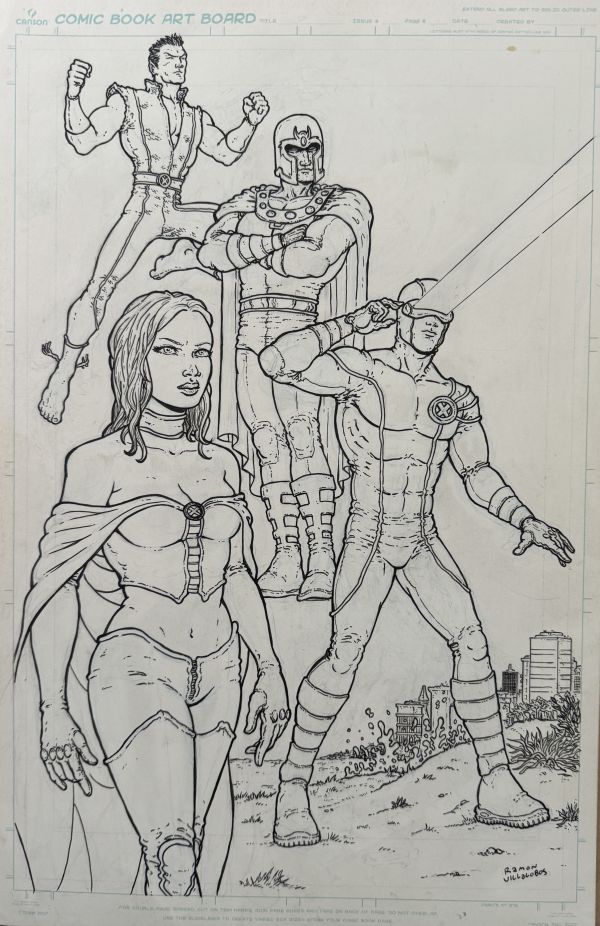 Image for X-Men Commission Piece by Ramon Villalobos featuring Namor, Magneto, Emma Frost and Cyclops