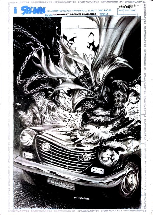 Image for Spawnuary original Art 11x17 Spawn and Sam by Manu Silva 