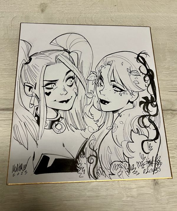 Image for Harley Quinn & Poison Ivy Ink Sketch on Shikishi - Mirka Andolfo & Miki Montlló