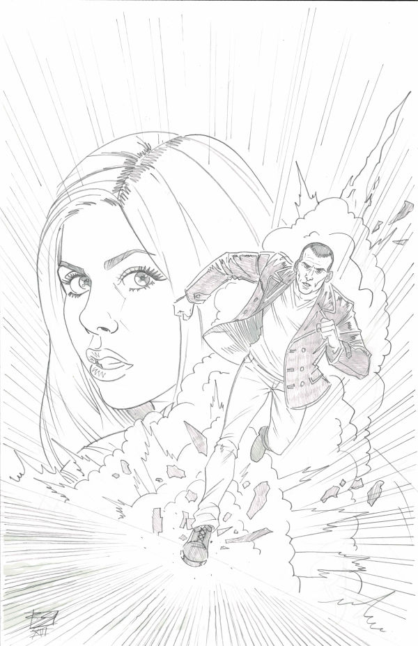 Image for Doctor Who Ninth Doctor & Rose Unpublished Original Penciled Cover by Blair Shedd