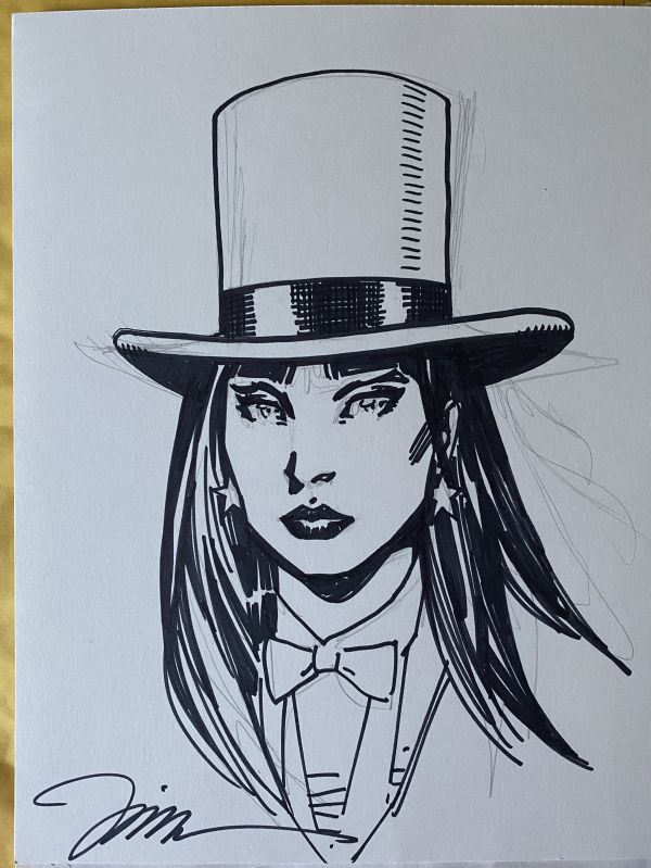 Image for Zatanna (3/4 headshot on 9x12 Bristol) - Signed by Jim Lee