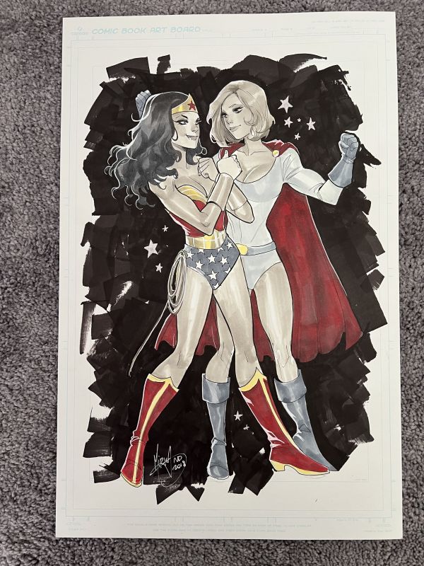 Image for Mirka Andolfo Commission Wonder Woman & Power Girl 11 X 17