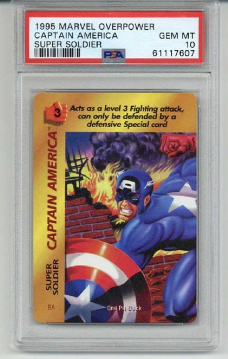 rare marvel overpower cards 1995 JUBILEE STAT CARD X-MEN PSA 10 LOW POP 5 at Amazon's Entertainment Collectibles Store 1995 MARVEL OVERPOWER CAPTAIN AMERICA