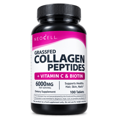 NEOCELL Grassfed Collagen Peptides + Vitamin C & Biotin – 100 Tablets