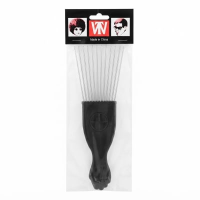 Professional Metal Pick Hair Comb with Fist Handle and Header Card Packaging