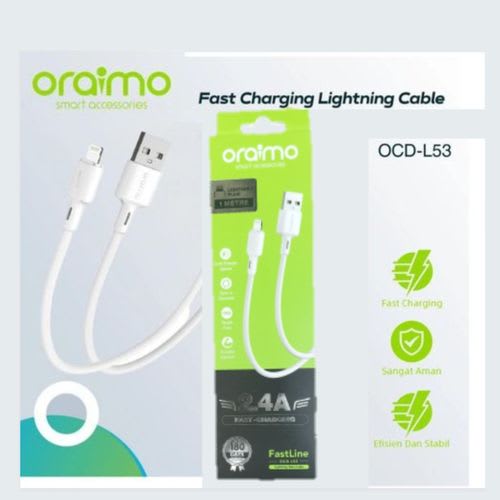 Oraimo IPhone 2.4A Fast And Strong USB Lightning Charge Data Cable - Image 1