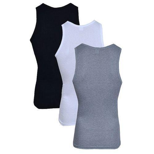 Superior Quality 3-in-1 Pack Men’s Cotton Singlets – Multicolour (Black, White & Grey) (xl)