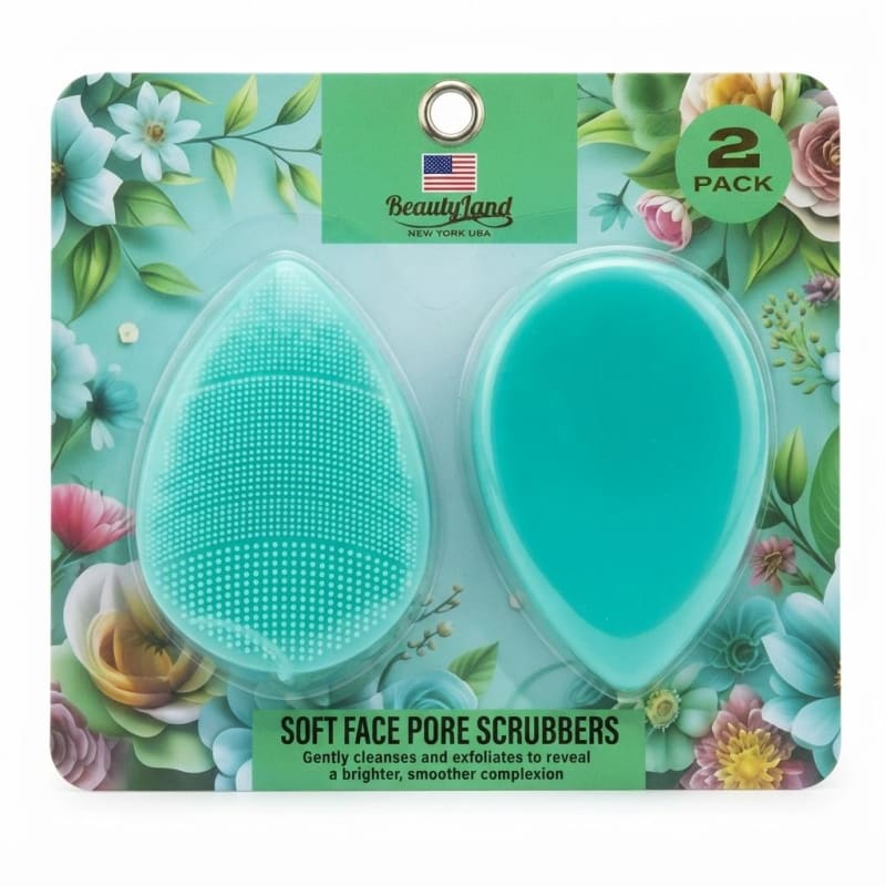 Soft Silicon Face Pore Scrubber/ Facial Cleansing Brush - Green - 2 In Pack - Image 1