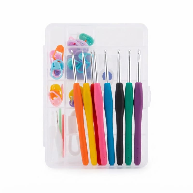 Ergonomic Crochet Hook Set with Storage Box and Knitting Accessories Multi-Color - Image 1