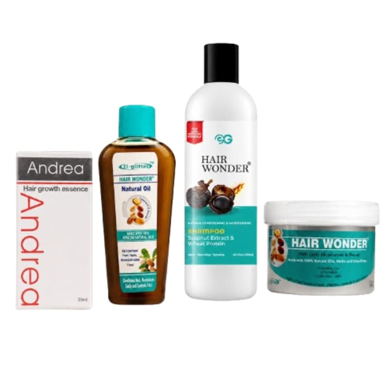 El-glittas Complete Hair Care Solution: HAIR WONDER 3-In-1 Combo (Shampoo, Oil, Cream)+ Andrea Oil (Free Gift) : *Grow *Strengthen *Repair - Image 1