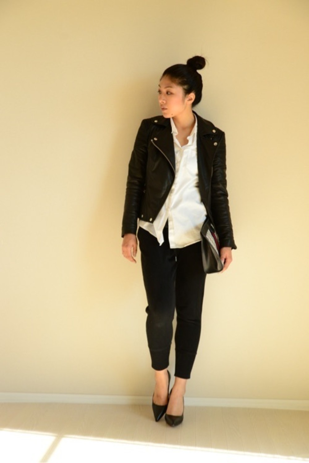 HELMUT LANG スウェット ライダースジャケット ブラック Helmut Lang zip-up Leather Jacket | Black | FARFETCH