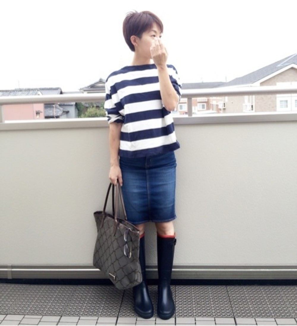 カジュアル ボーイッシュ ナチュラルで使えるプルオーバー 太ボーダー Uniqlo ユニクロ X Gu ジーユー デニムタイトスカート